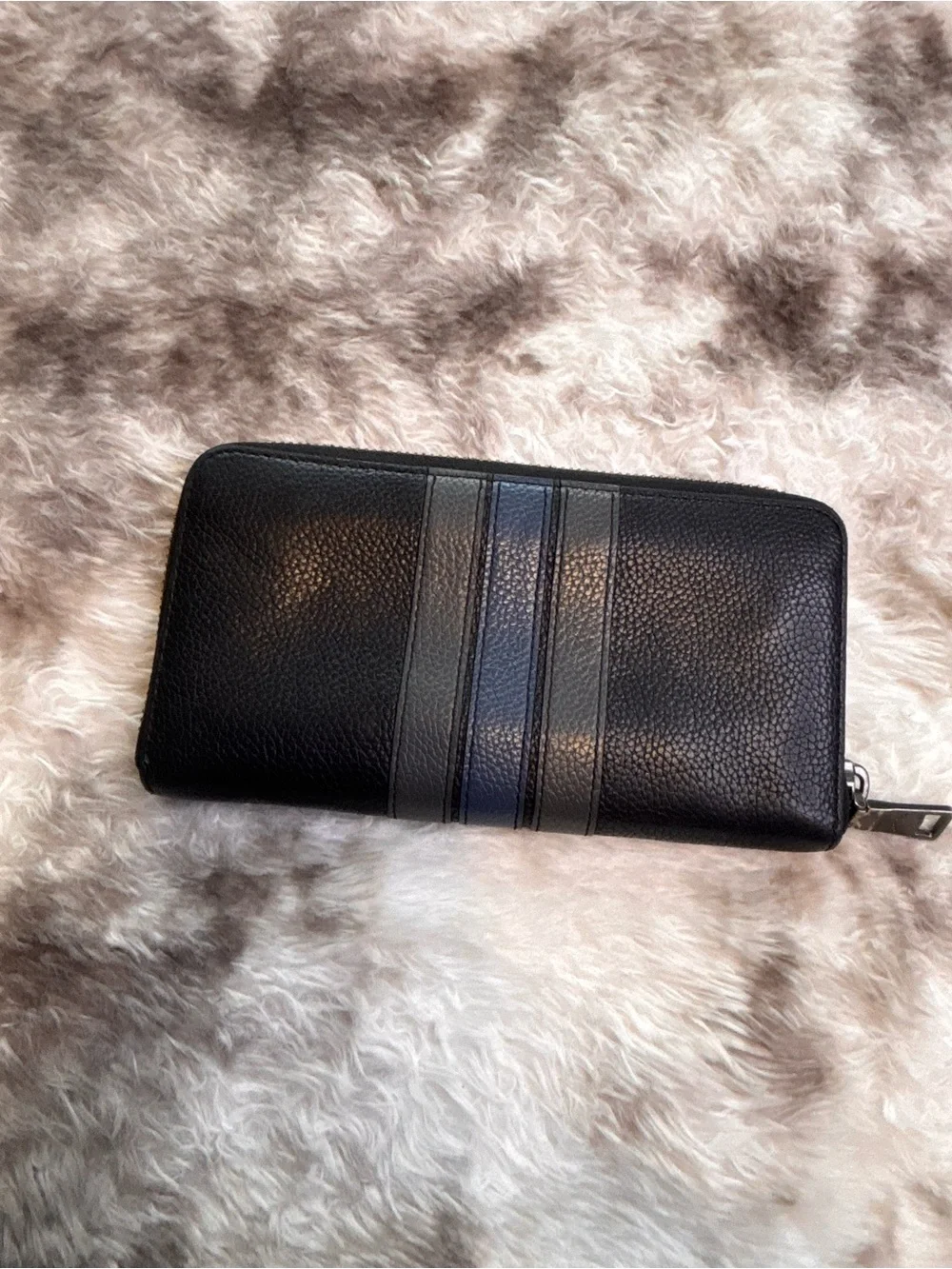 Rare Coach Black Leather Zip-Around Wallet with Space Patch Accents